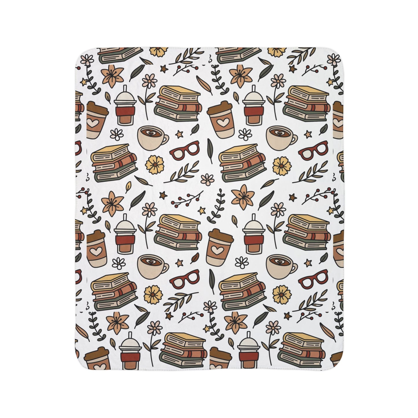 Bookish and Coffee Fleece Sherpa Blanket