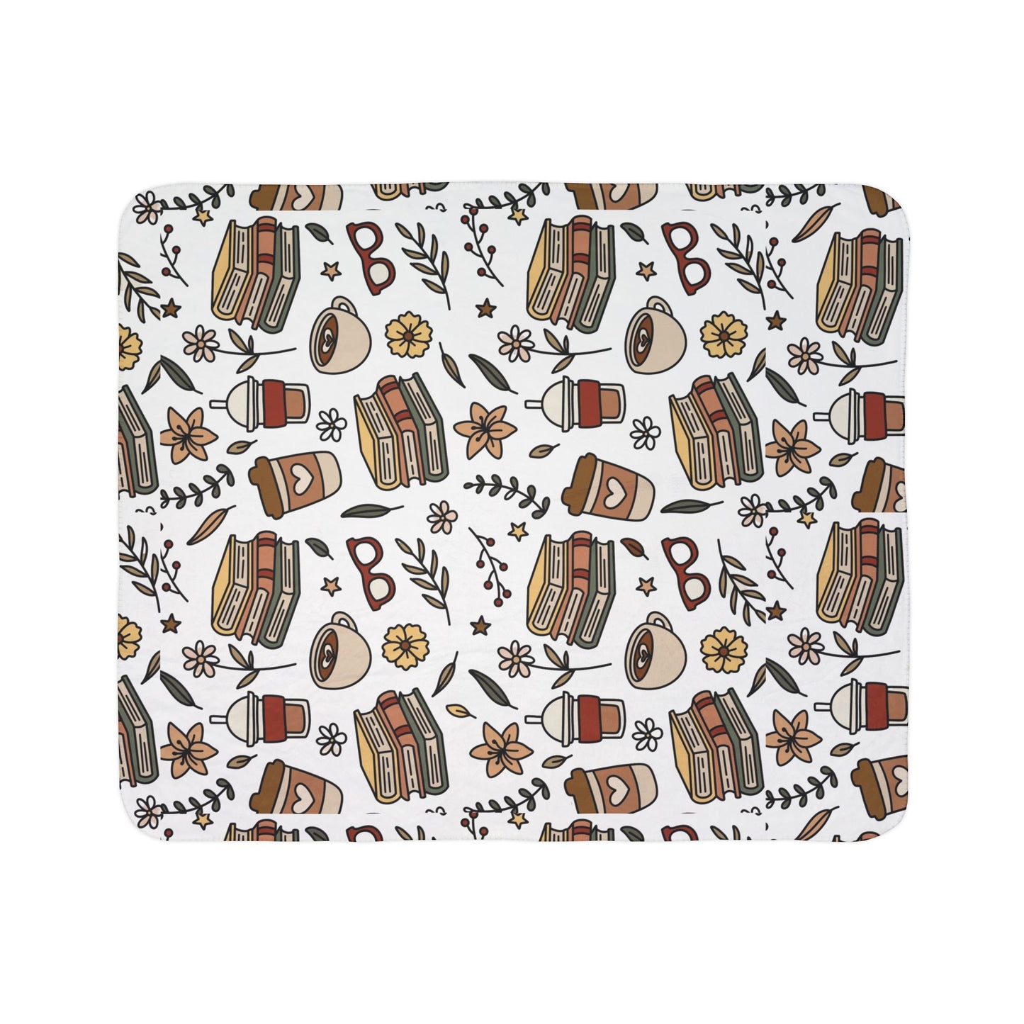 Bookish and Coffee Fleece Sherpa Blanket